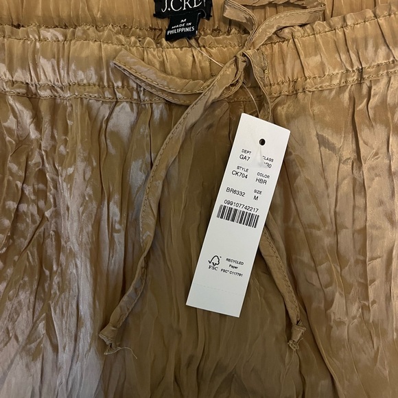 J. Crew Soleil Pant in Crinkled Viscose Honey Brown Gold NWT Size Medium - Picture 6 of 10